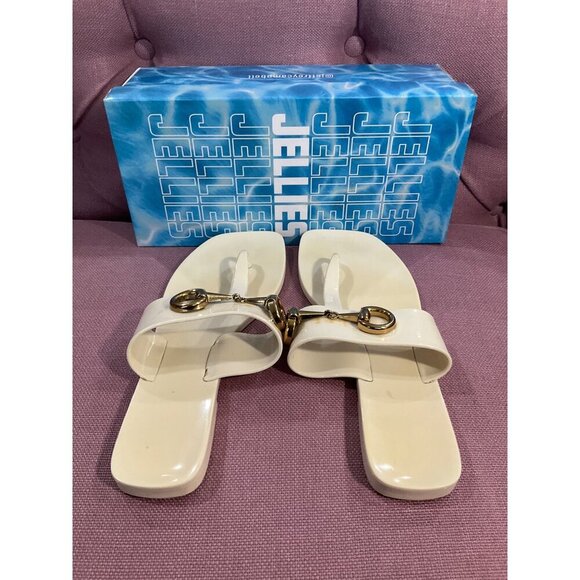 Jeffrey Campbell A-Lil-Bit Sandals in Cream Shiny 7 with box Womens flip flops - Picture 8 of 12